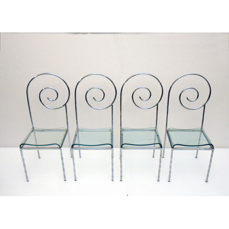 Set of 4 vintage Suspiral chairs by Luigi Serafini for Sawaya and Moroni, 1980s