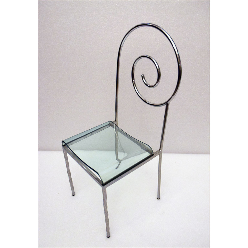 Set of 4 vintage Suspiral chairs by Luigi Serafini for Sawaya and Moroni, 1980s
