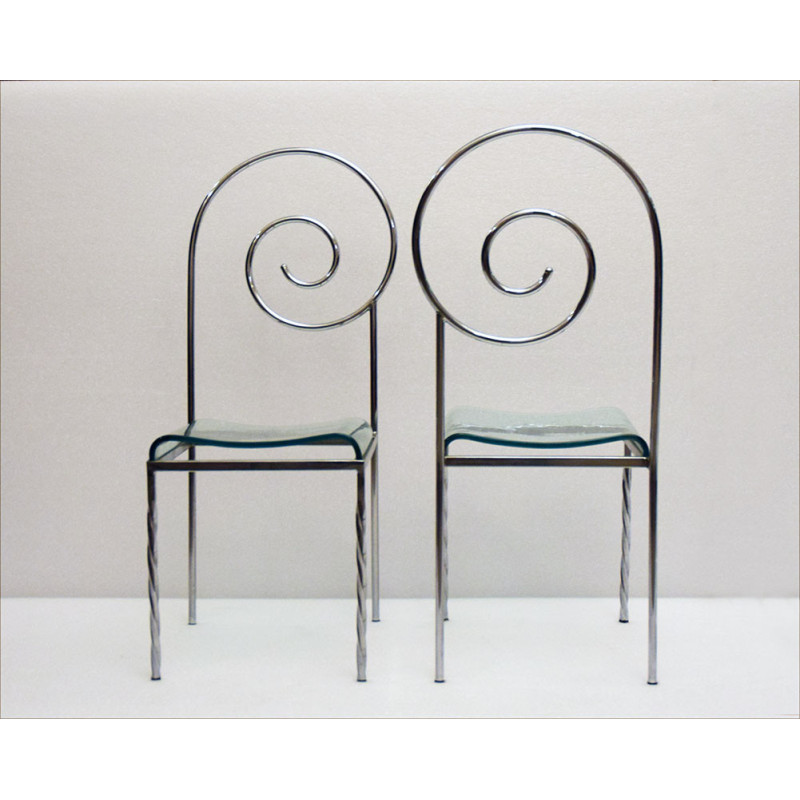 Set of 4 vintage Suspiral chairs by Luigi Serafini for Sawaya and Moroni, 1980s