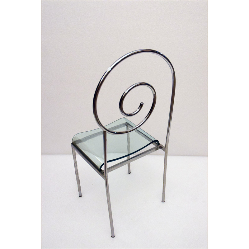 Set of 4 vintage Suspiral chairs by Luigi Serafini for Sawaya and Moroni, 1980s