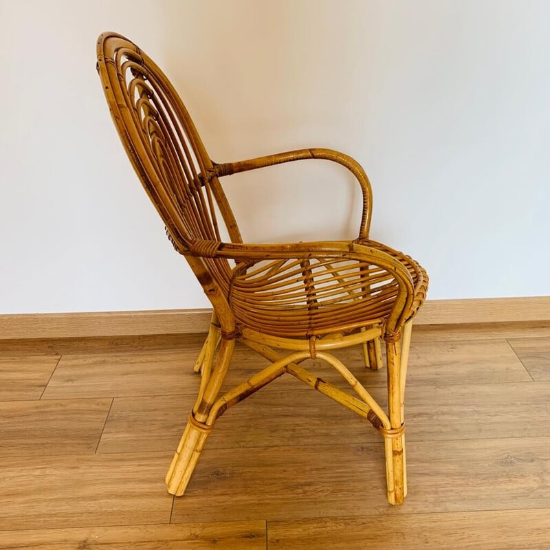 Pair of vintage rattan armchairs, 1960