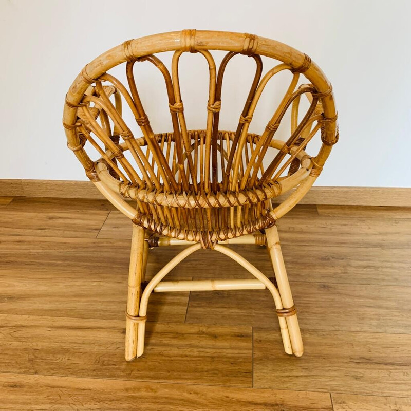 Coppia di poltrone vintage in rattan, 1960