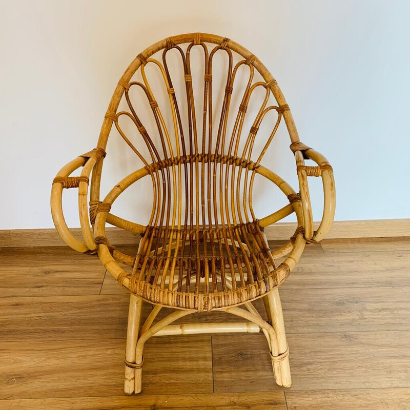 Pair of vintage rattan armchairs, 1960