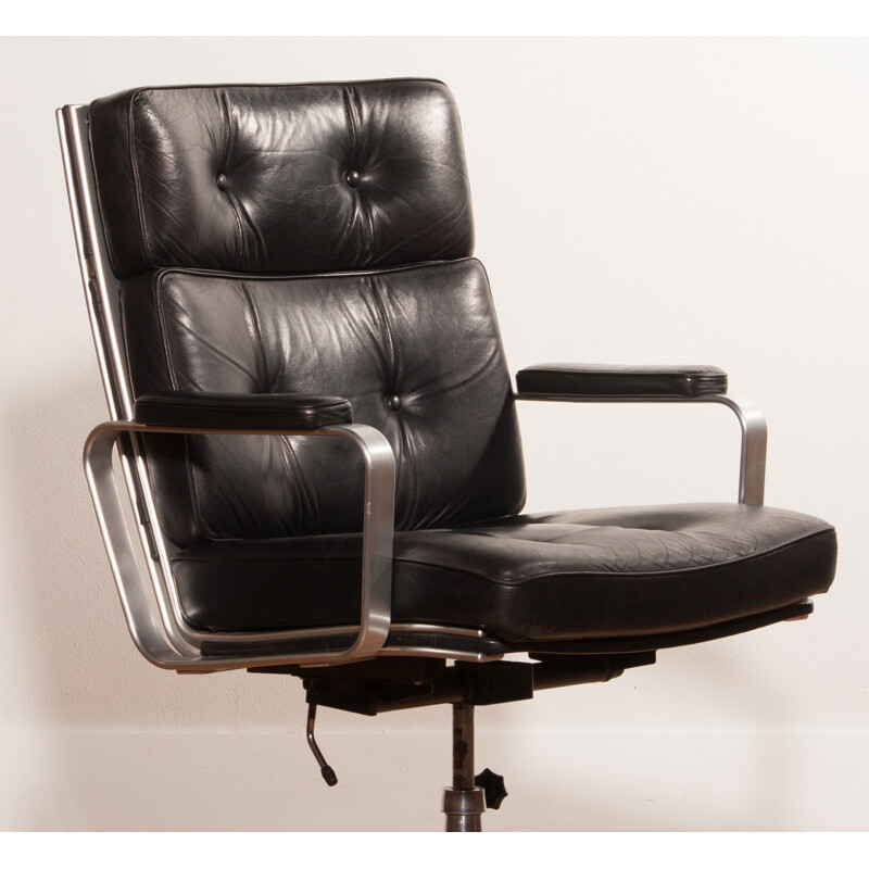 Chaise de bureau vintage noire, Karl Erik EJSELIUS - 1970