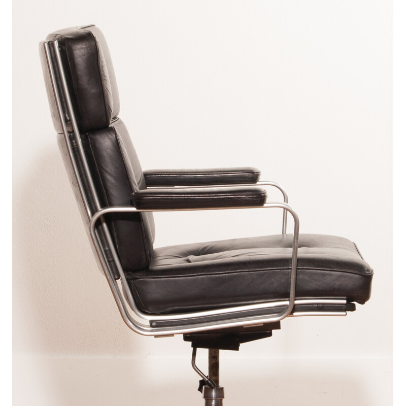 Mid-century black office Chair, Karl Erik EJSELIUS - 1970s