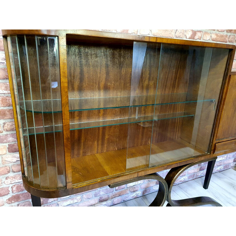 Vintage Art déco display cabinet with sliding glass door