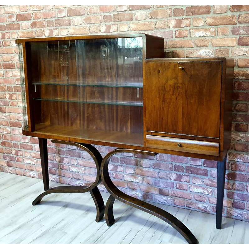 Vintage Art déco display cabinet with sliding glass door