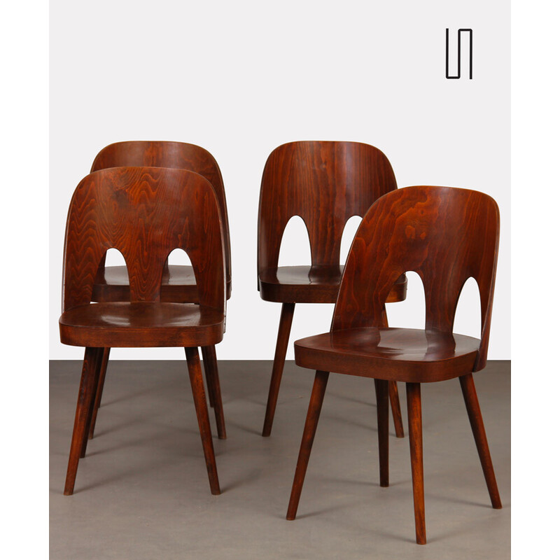 Set of 4 vintage chairs by Oswald Haerdtl for Ton, Czech Republic 1960