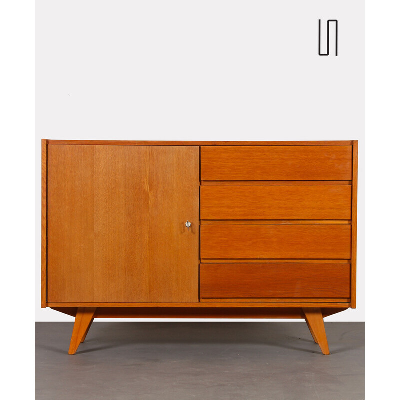 Vintage chest of drawers model U-458 in oakwood by Jiri Jiroutek for Interier Praha, Czech Republic 1960