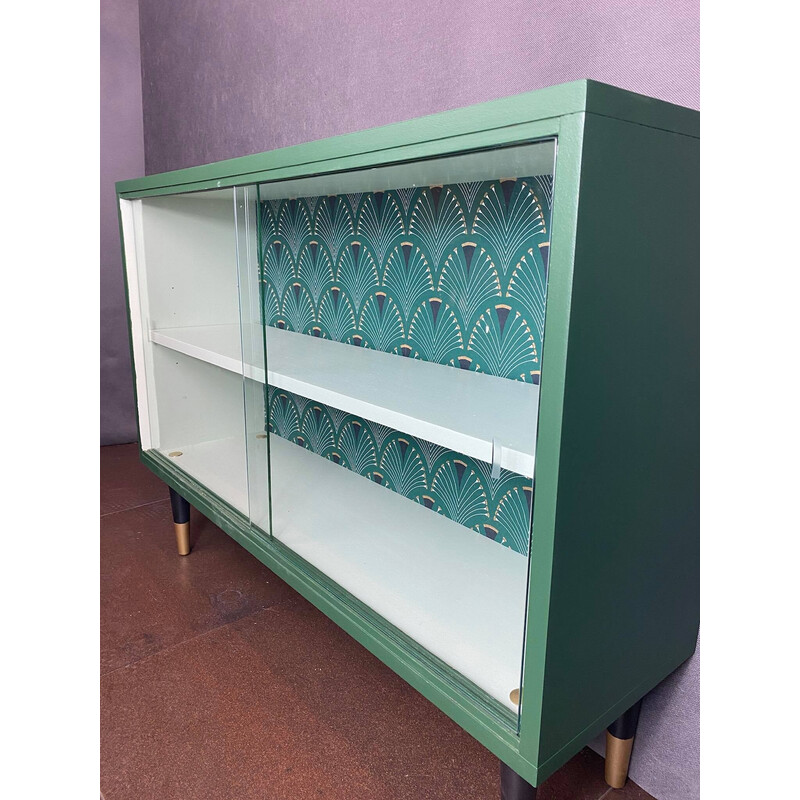 Vintage green display cabinet, Poland 1960s