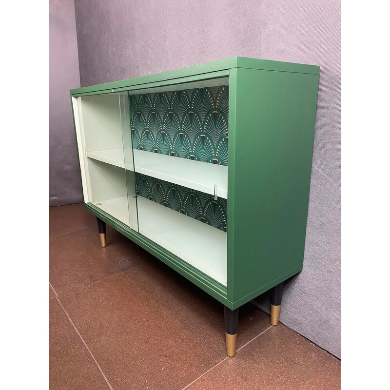 Vintage green display cabinet, Poland 1960s
