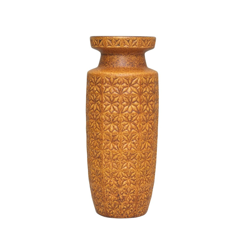 Vase beige à motifs géométriques et en céramique - 1960