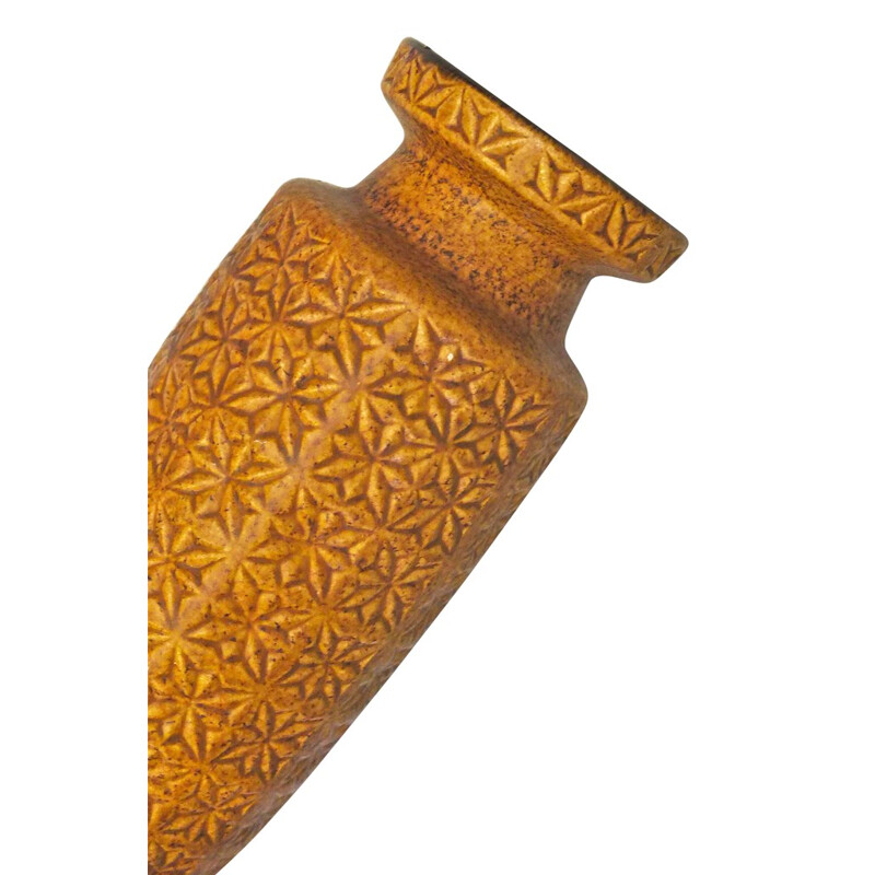 Vase beige à motifs géométriques et en céramique - 1960