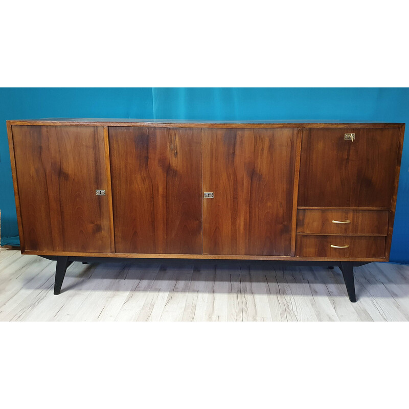 Credenza vintage in legno impiallacciato, Germania 1960