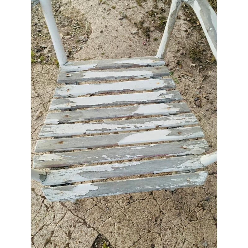 Set of 4 vintage wooden garden chairs and 1 chair, 1960