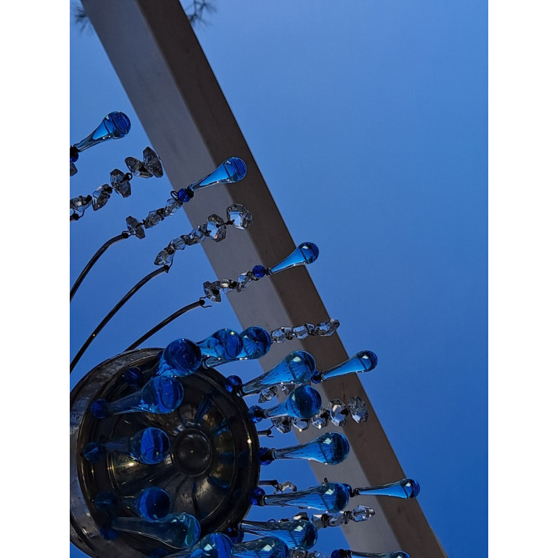 Vintage blue Murano glass waterfall chandelier, Italy 1960s