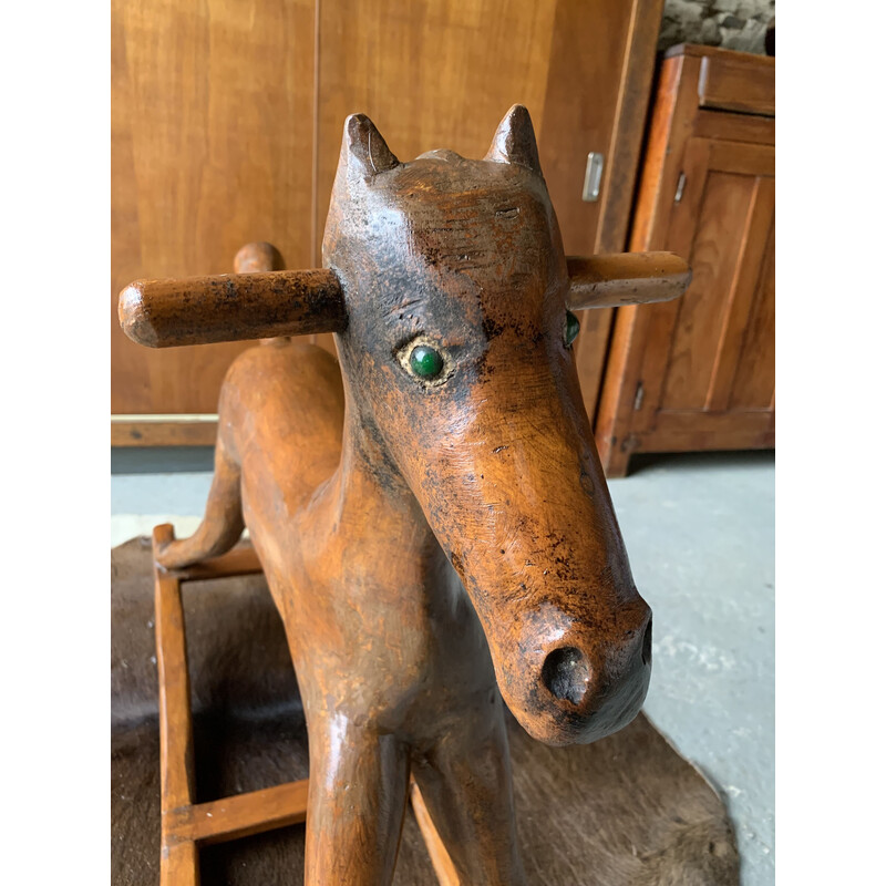 Cavallo a dondolo vintage in legno