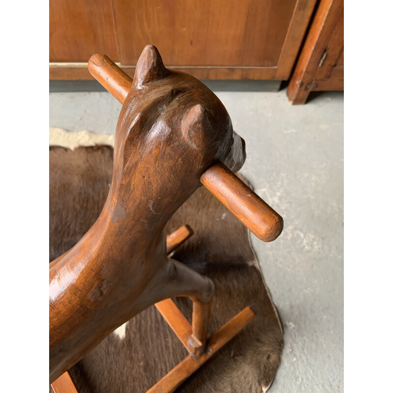 Cavallo a dondolo vintage in legno