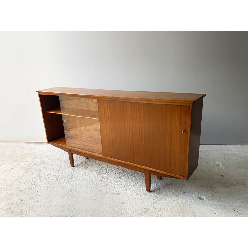 Vintage teak bookcase with 2 sliding doors by Avalon, 1960s