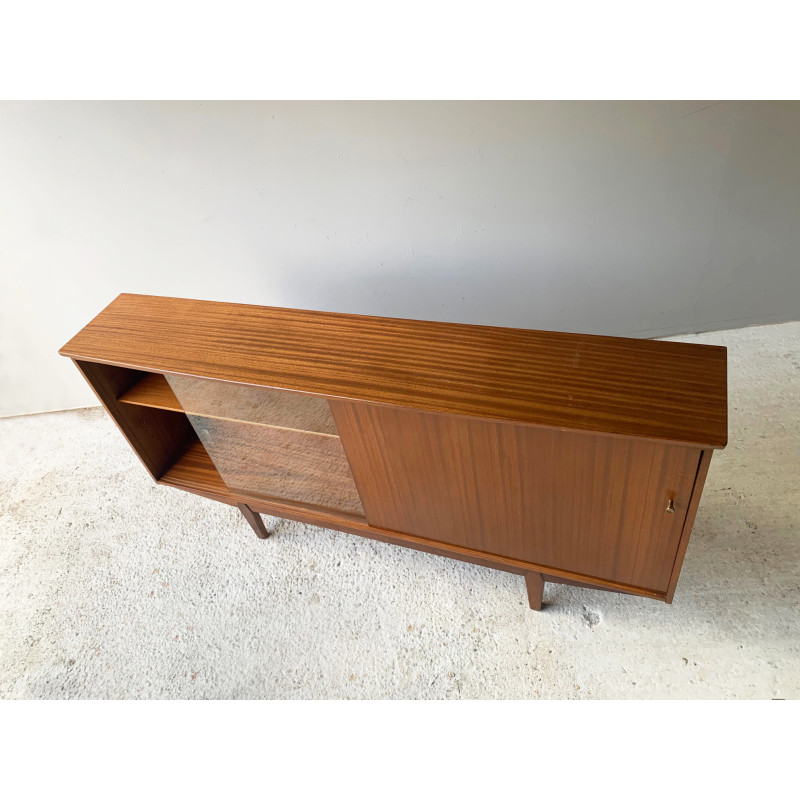 Vintage teak bookcase with 2 sliding doors by Avalon, 1960s