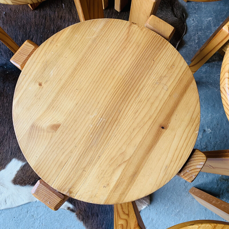 Set of 6 vintage wooden stools