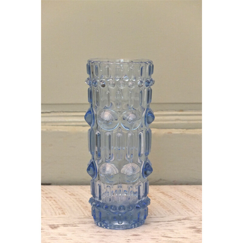 Blue Schizoslovakian vase in Bohemian glass - 1960s