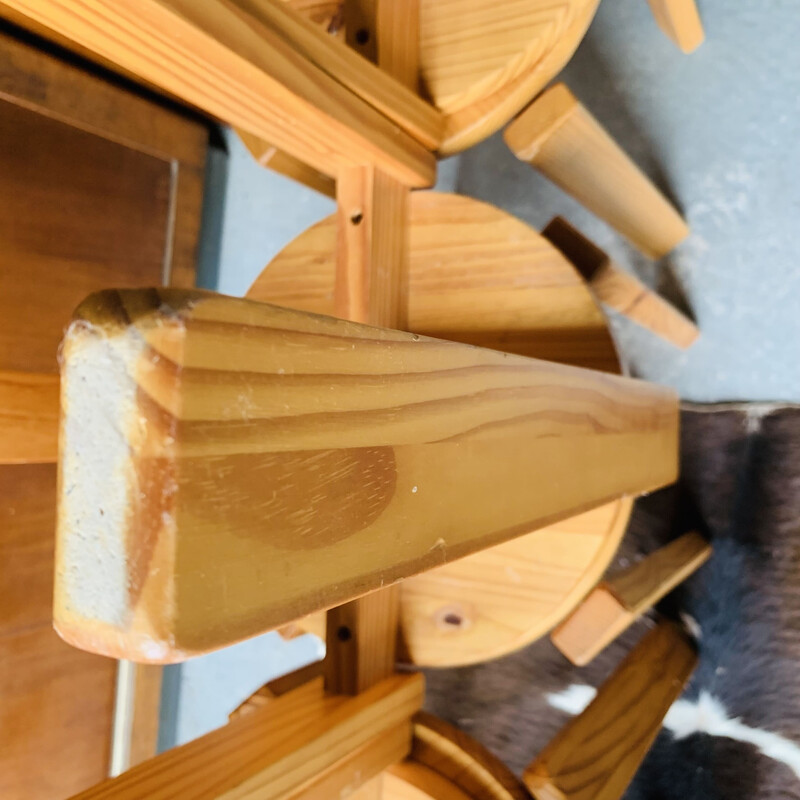 Set of 6 vintage wooden stools