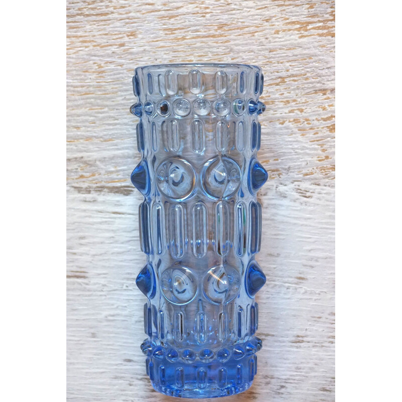 Blue Schizoslovakian vase in Bohemian glass - 1960s