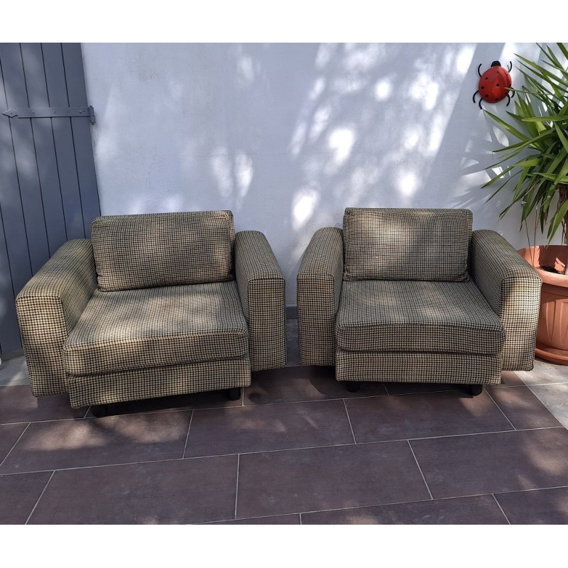 Pair of vintage Arflex poltronas in fabric by Marco Zanuso for Mcm, 1950-1960s