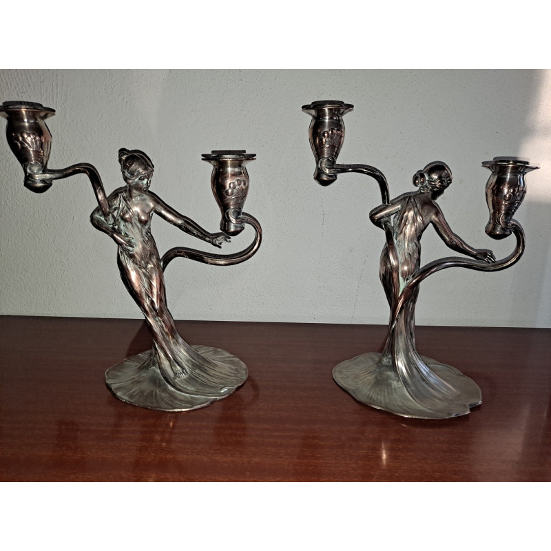 Pair of vintage "art nouveau" candlesticks by Wmf, 1904