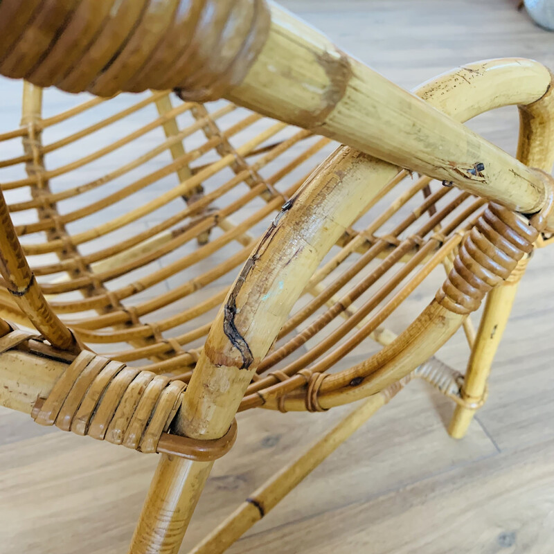 Vintage rotan fauteuil, 1960-1970