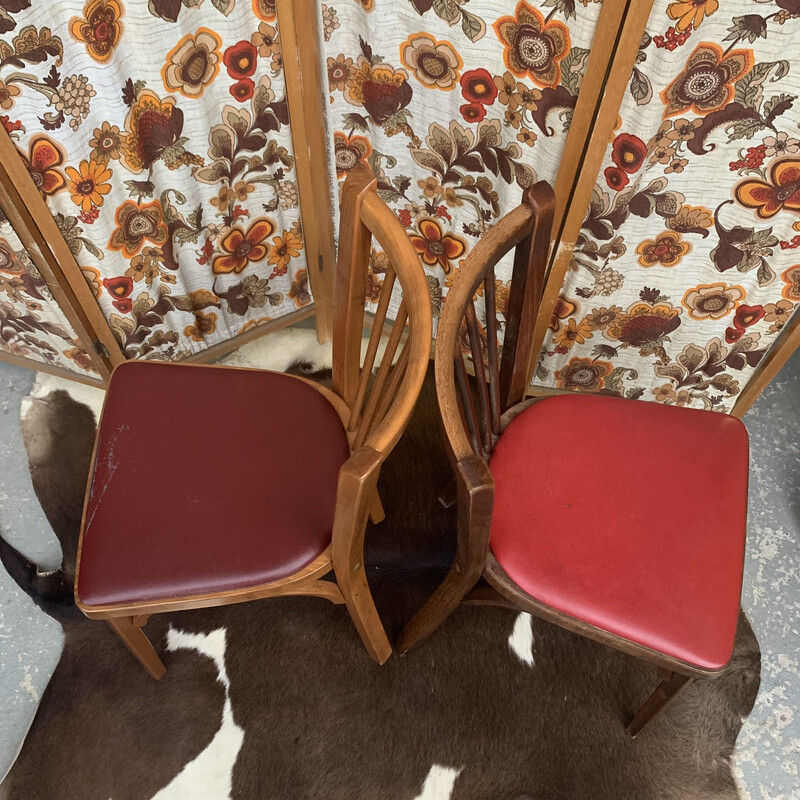 Pair of vintage bistro chairs in skai by Baumann
