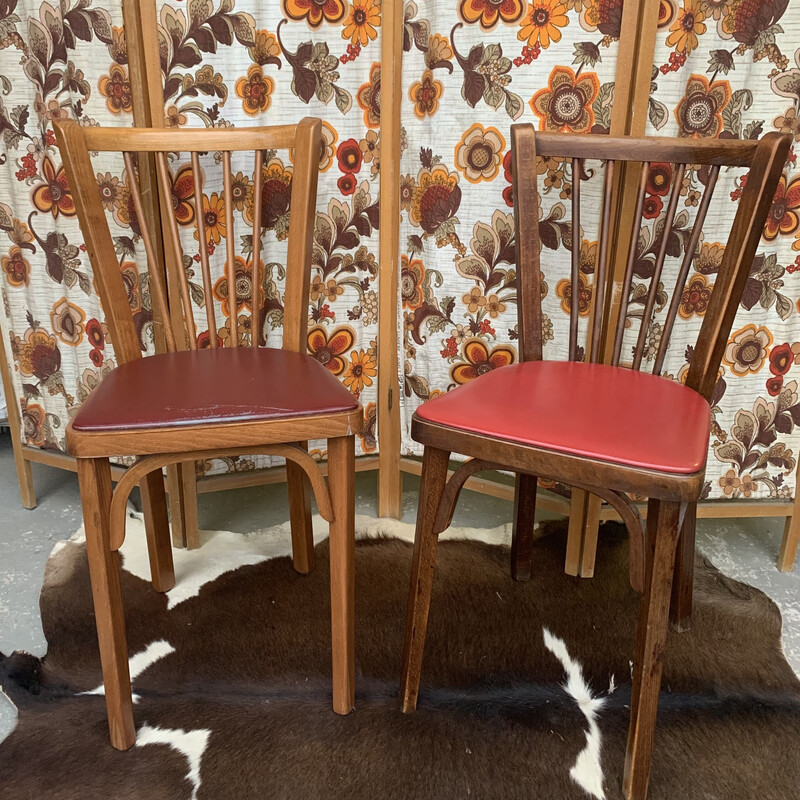 Pair of vintage bistro chairs in skai by Baumann
