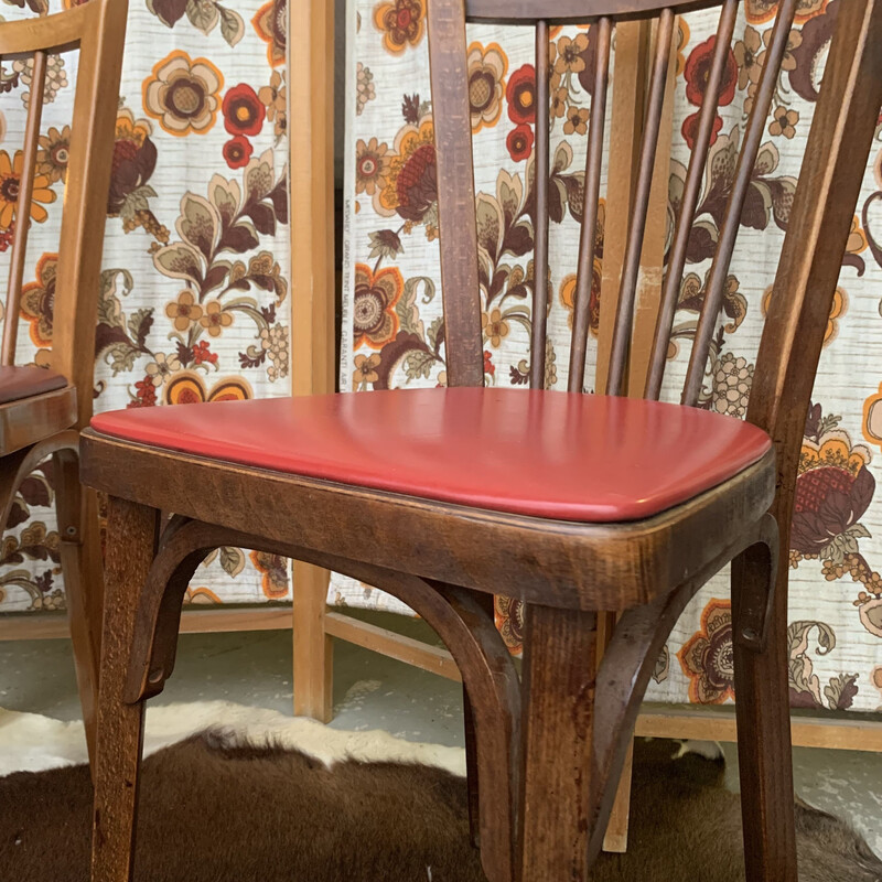 Pair of vintage bistro chairs in skai by Baumann