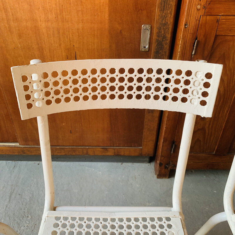 Set of 3 vintage chairs in perforated metal