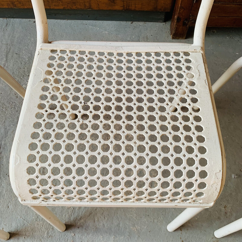 Set of 3 vintage chairs in perforated metal