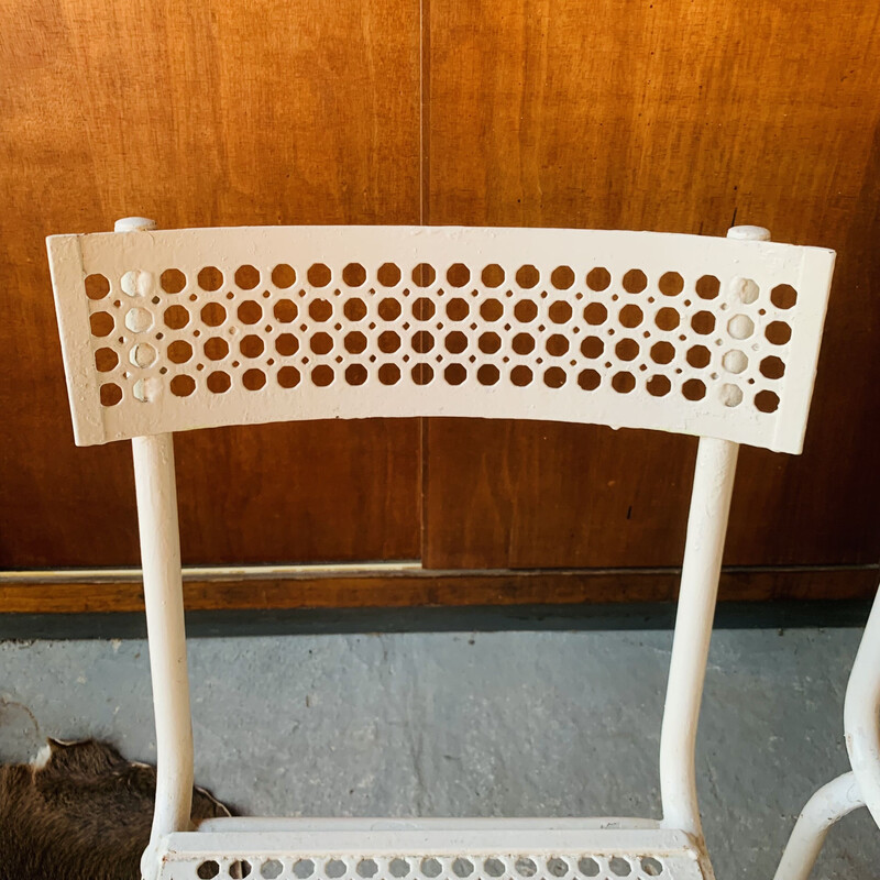 Set of 3 vintage chairs in perforated metal