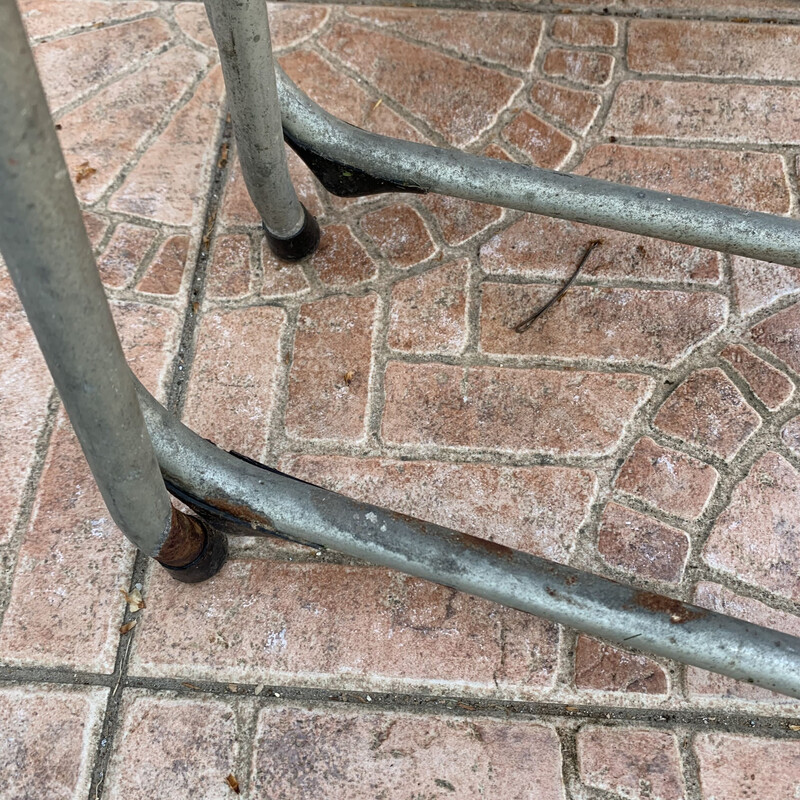 Pair of vintage German metal and wood folding chairs, 1960-1970