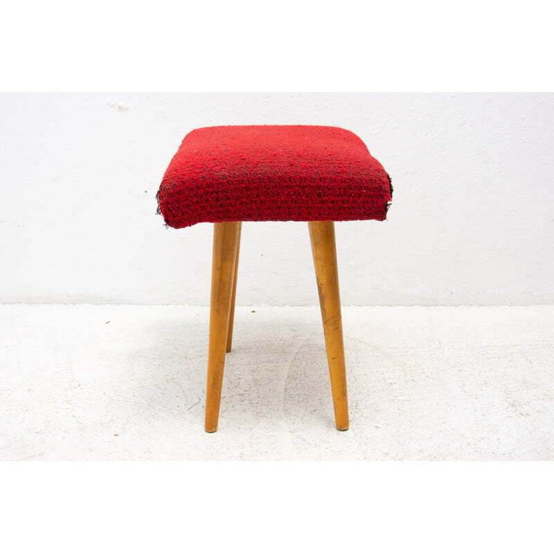 Mid century upholstered footrest, Czechoslovakia 1960s