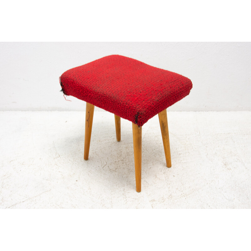 Mid century upholstered footrest, Czechoslovakia 1960s