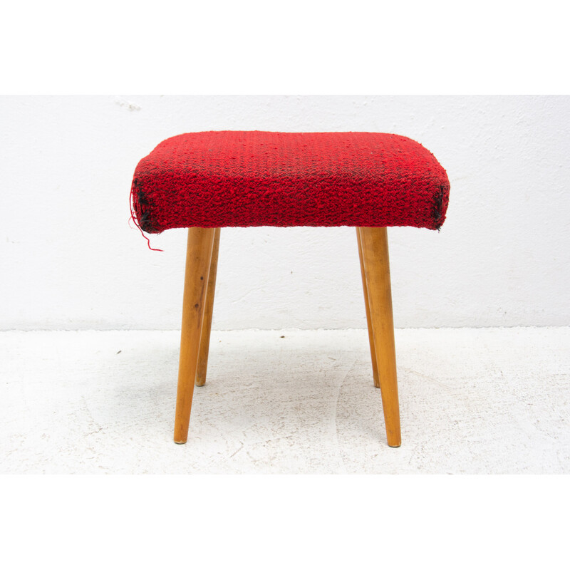 Mid century upholstered footrest, Czechoslovakia 1960s