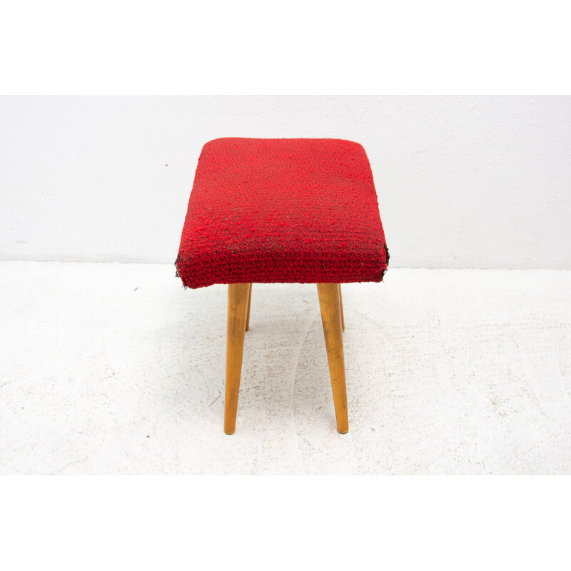 Mid century upholstered footrest, Czechoslovakia 1960s