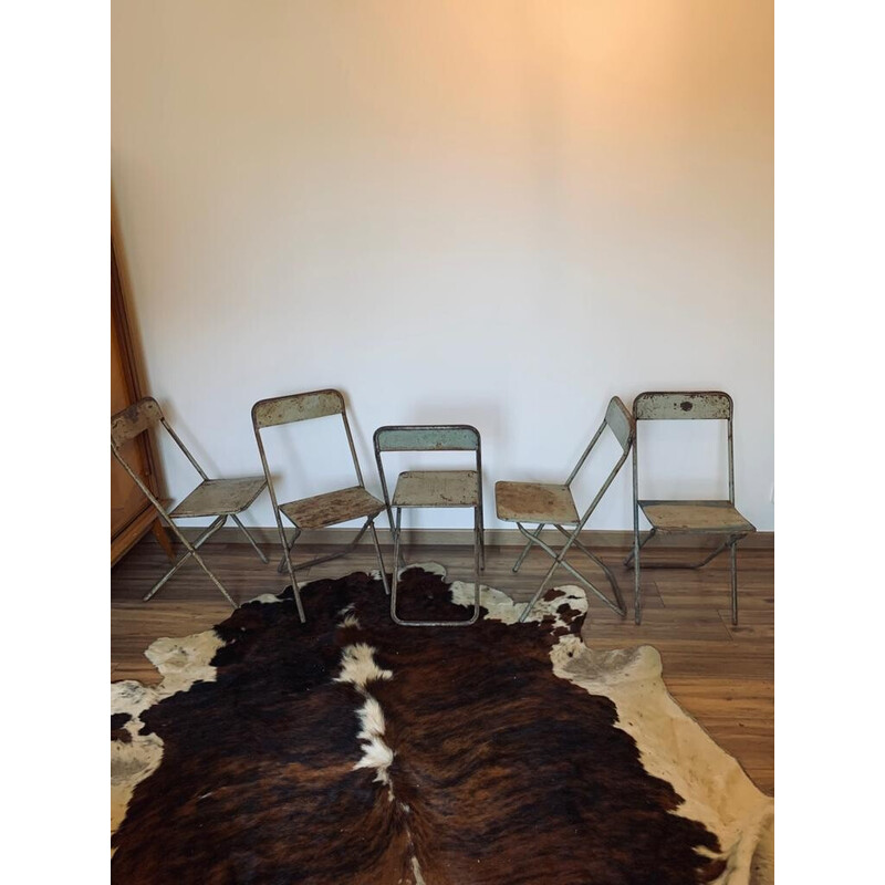 Set of 5 vintage metal folding chairs