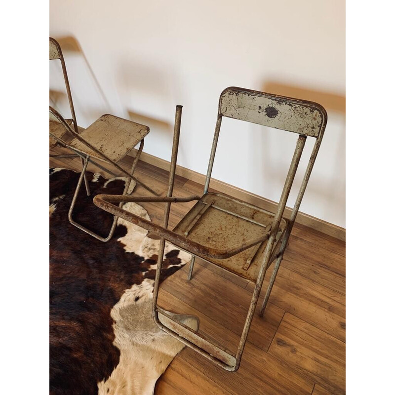 Set di 5 sedie pieghevoli vintage in metallo