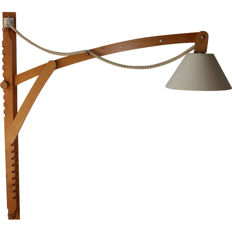 Scandinavian vintage adjustable wall lamp in wood