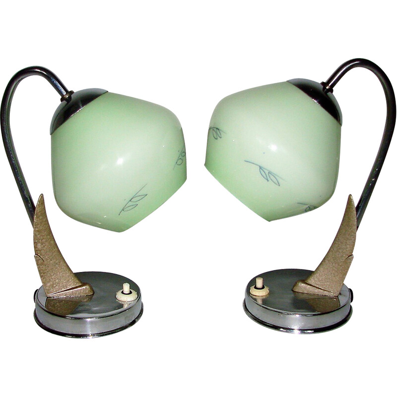 Paire de lampes vintage Zukov, République tchèque 1940