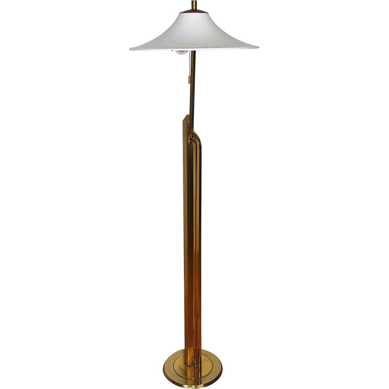 Art deco vintage brass and metal floor lamp, 1960s