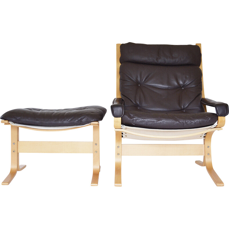 Vintage Siesta fauteuil en voetenbank van Ingmar Relling voor Westnofa, 1960