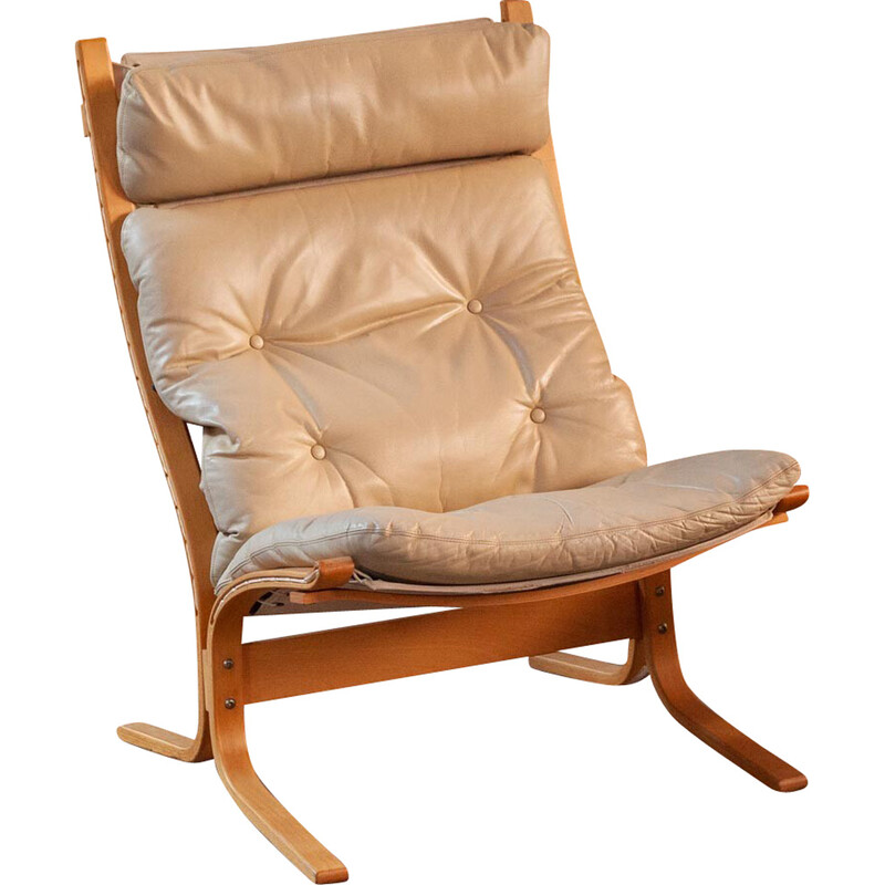 Vintage Siesta fauteuil in gebogen hout en leer van Ingmar Relling voor Westnofa, 1960