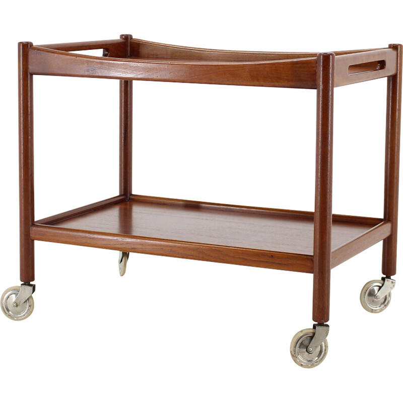 Vintage teak serving trolley bar by Hans Wegner for Andreas Tuck, Denmark 1960s